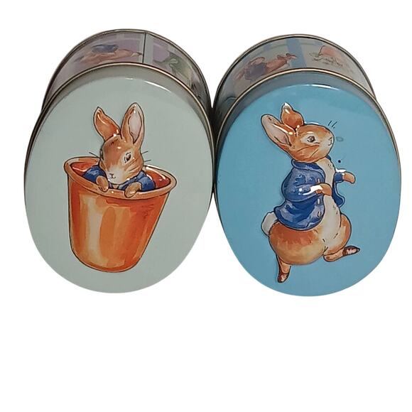 Lot of 2 Vintage Rabbit Frederick Warne & Co Tin Gift Box EMPTY Easter Bunny Lid - Picture 1 of 16